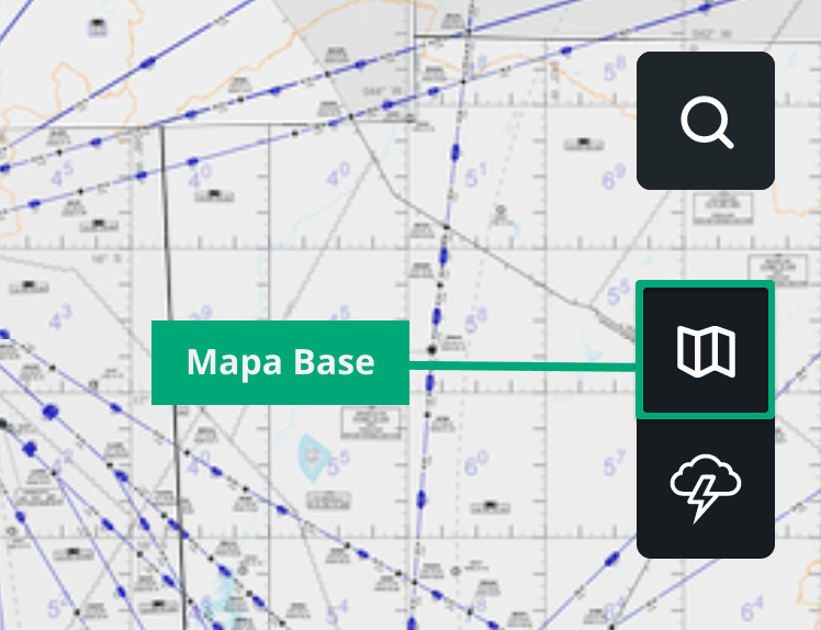 Seção de mapa base do aplicativo de navegação aérea NexAtlas