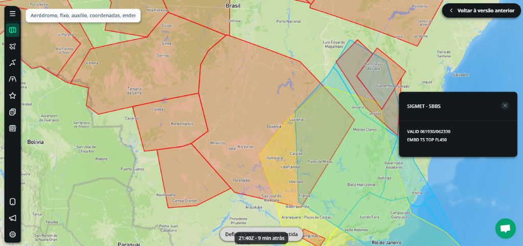SIGMET na plataforma NexAtlas